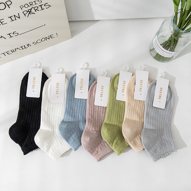 Summer thin cotton socks, women's Morandi cute Japanese-style women's socks, breathable mesh short socks, women's invisible socks details Picture