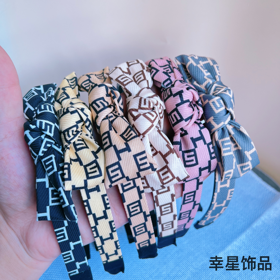 Yongai Jiu Ai retro floral checkered sweet bow headband, hairpin, hair accessory, Korean-style headband, simple head buckle details Picture