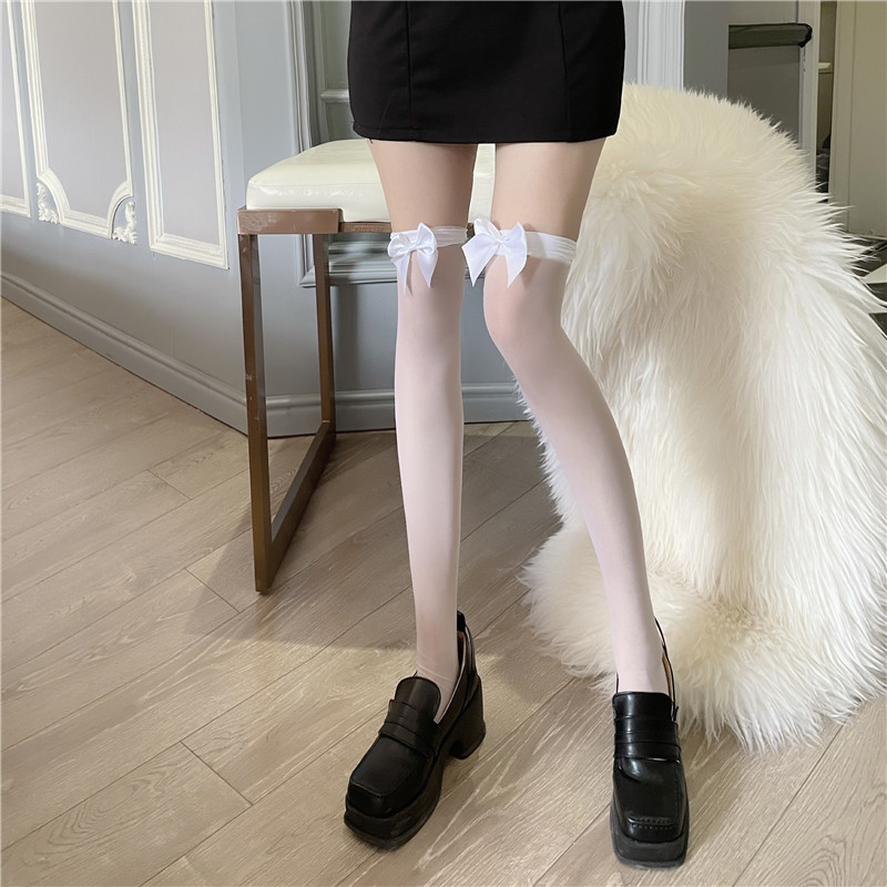 New Korean-style sexy Japanese-style bow freely cut stockings, thin black thigh-high socks for girls Application Scenario