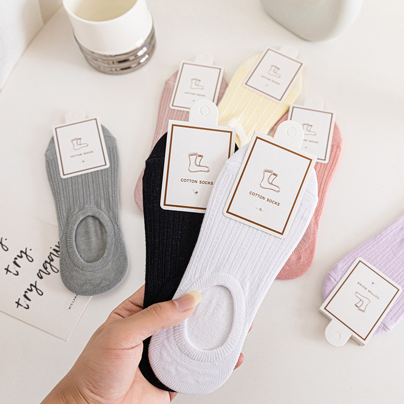 Summer thin socks for women, solid color, light-cut, anti-slip cotton socks, low-top, short-top, Japanese-style invisible socks, one-piece consignment details Picture