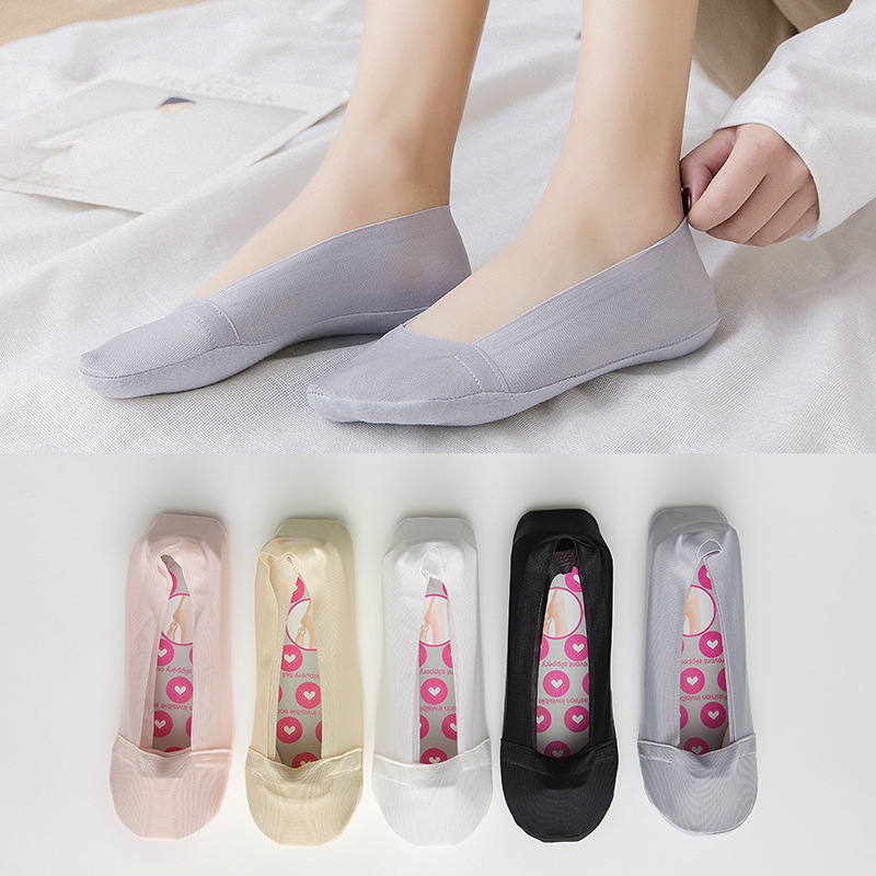 A-C1728 Boat Socks for Women Spring and Summer: Thin anti-slip Silicone Invisible socks, Silk lockstitch single shoes, shallow socks, Cotton socks Specification image