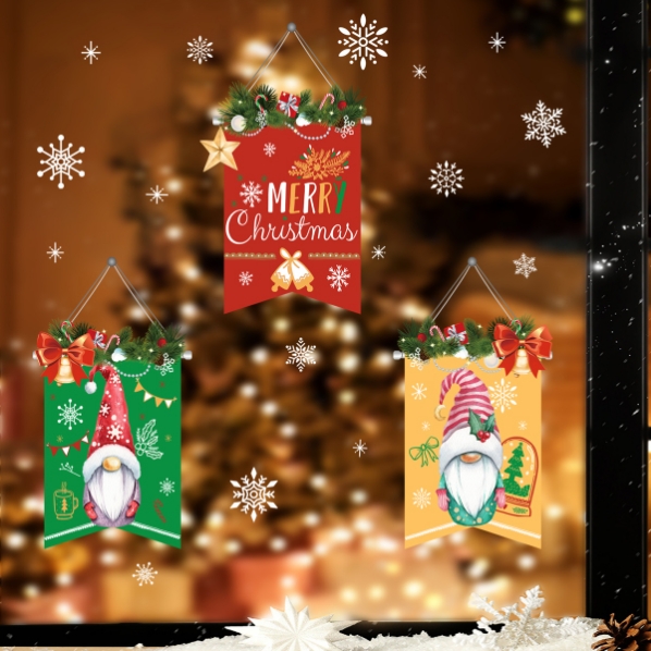 Christmas decorations electrostatic window glass door stickers New Year's Day window flower shop home snow small wall stickers