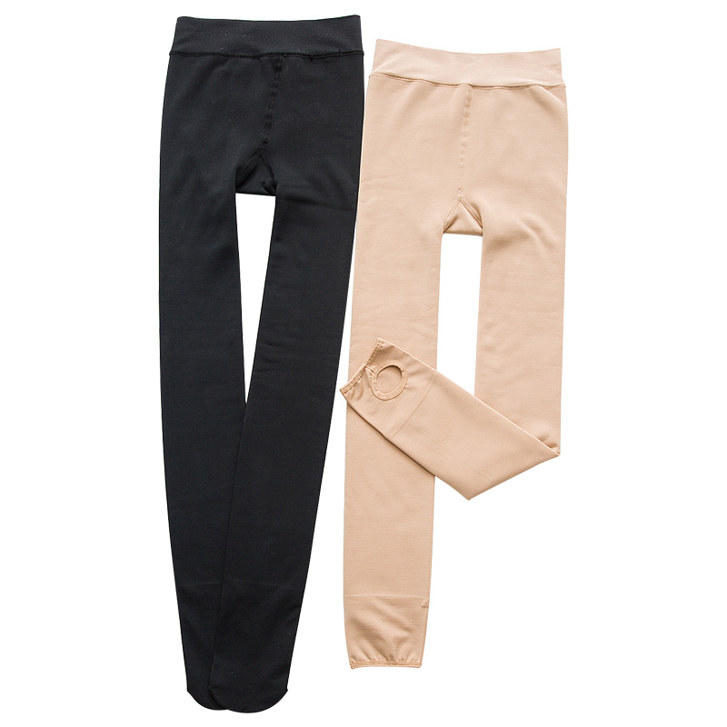 Thickened ankle pants with fleece, bare-leg women's black leggings, ankle socks, autumn and winter faux nylon one-piece pants consignment Item Picture