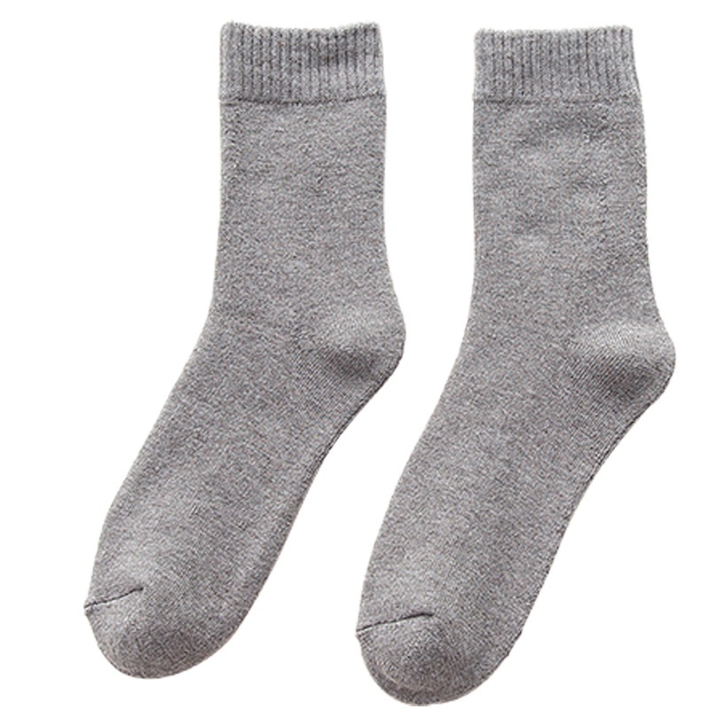 Men's socks for autumn and winter, warm cotton socks, breathable mid-calf socks, business and casual men's socks, solid-color loop socks, hair replacement Item Picture