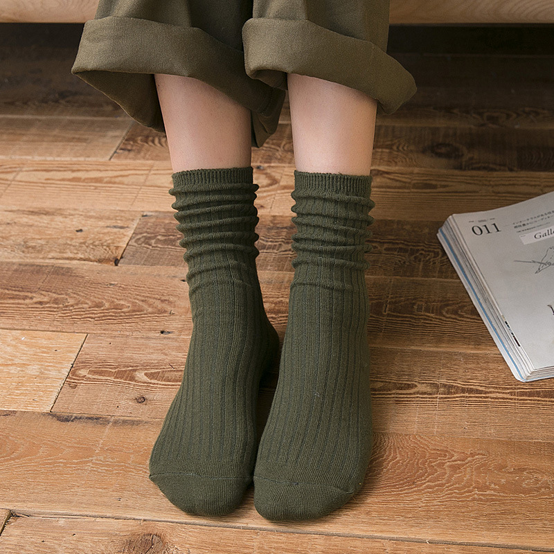 Dui Dui Socks Women's Korean Spring and Autumn Socks Women's solid color cotton mid-calf socks Japanese style Korean version cotton socks School style wholesale details Picture