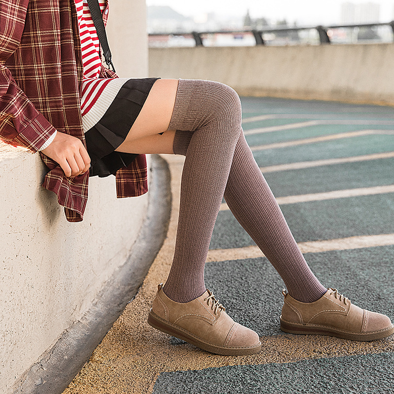 Spring and autumn jk Socks Academy style Ladies' leg beauty socks, solid color slimming long stockings, over-the-knee socks, one-piece consignment details Picture