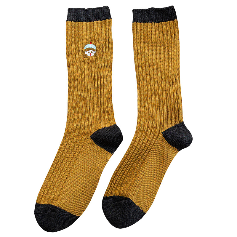 Girls' spring and autumn student mid-calf cotton socks, Korean and Japanese style cute long socks, Korean version autumn and winter trendy pile socks Item Picture