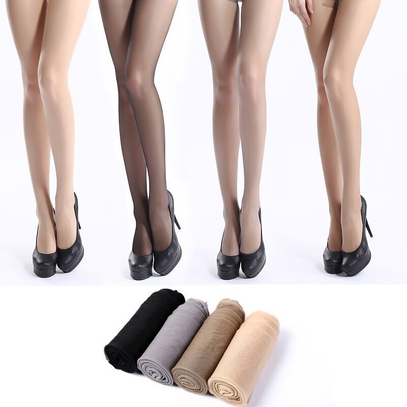Core-wrapped silk stockings, tights, women's thin anti-hook silk tights, bikini crotch, open-toe socks