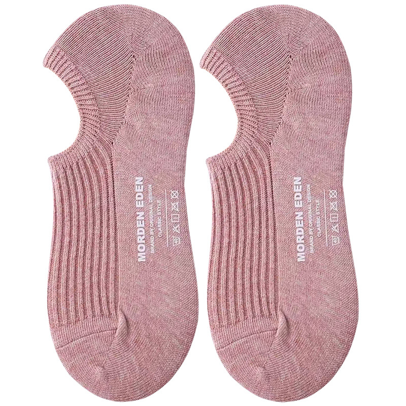 Spring and summer double-needle pull solid color cotton invisible socks, women's silicone retro cotton short socks, one-piece consignment Item Picture