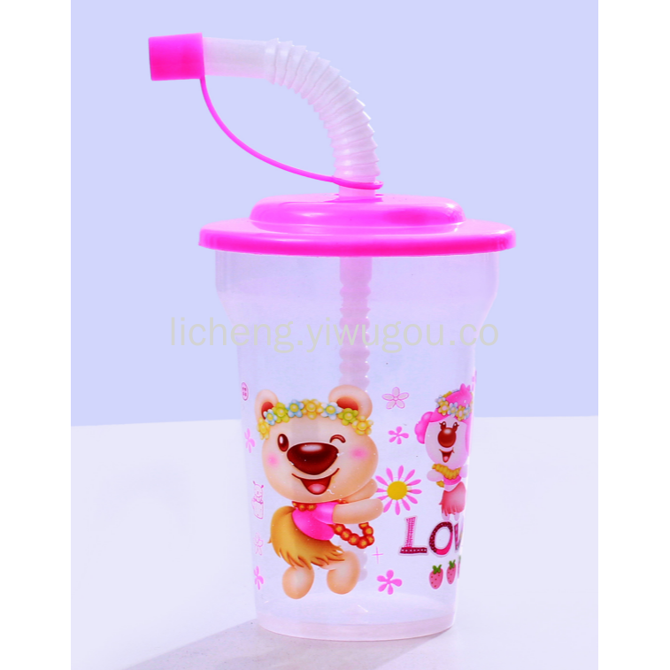 Plastic sippy cup sippy cup Plastic cup drink hose cover milk tea cup