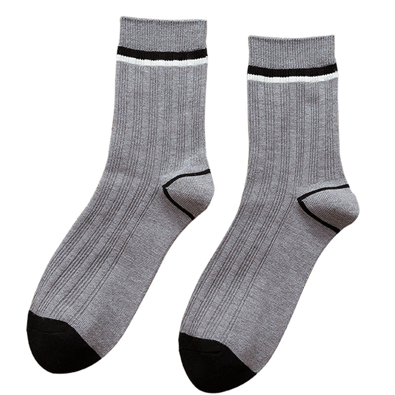 Spring and autumn versatile double-needle mid-calf socks, men's cotton socks, business combed cotton socks, factory direct sales Item Picture