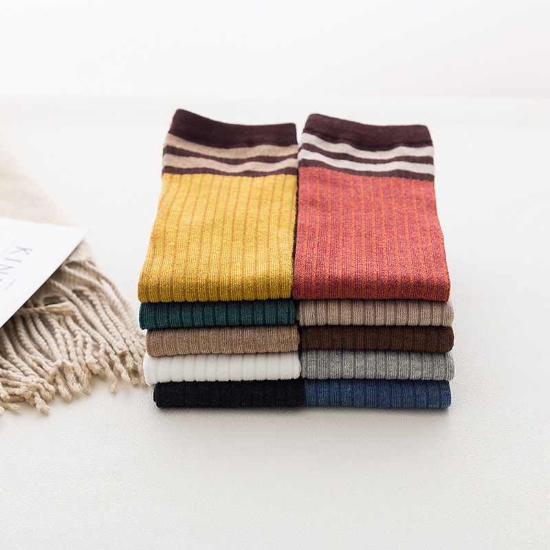 Japanese-style women's straight plate pile socks, cotton socks, new autumn collection for women, two-bar mid-calf women's socks, factory direct sales Application Scenario