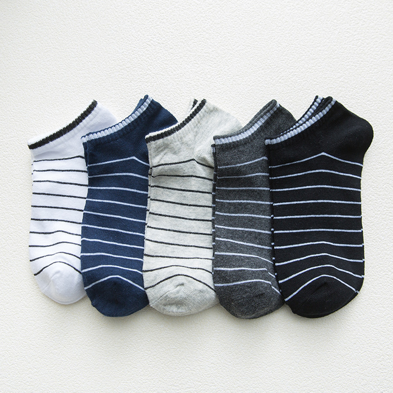 春夏款男生棉袜 细条纹棉短袜吸汗防臭男棉袜 休闲男袜袜子代发详情图3
