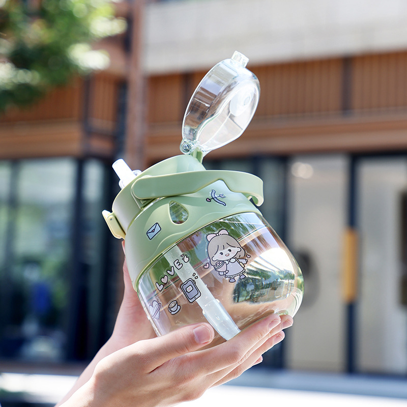Taza de agua de gran capacidad influencers para mujeres deportes jarra de agua para niños resistente al calor pajita taza de verano taza grande Item Picture