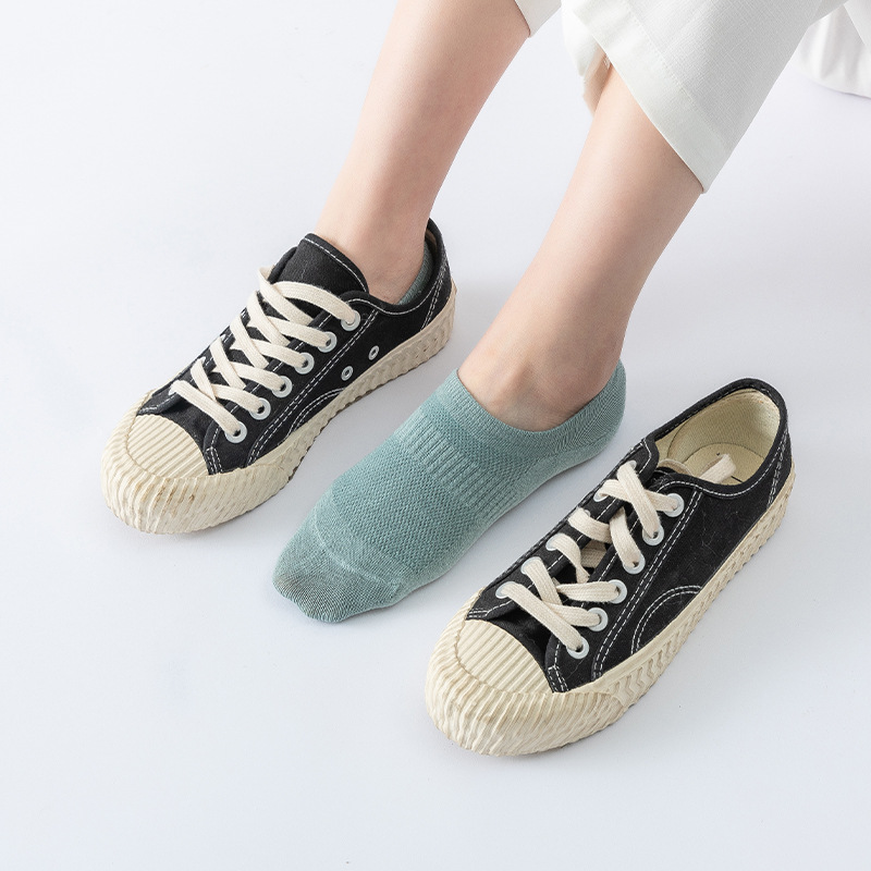 Women's boat socks, shallow-mouthed invisible cotton socks that won't fall off in summer, thin anti-slip socks, mesh breathable women's socks for delivery details Picture