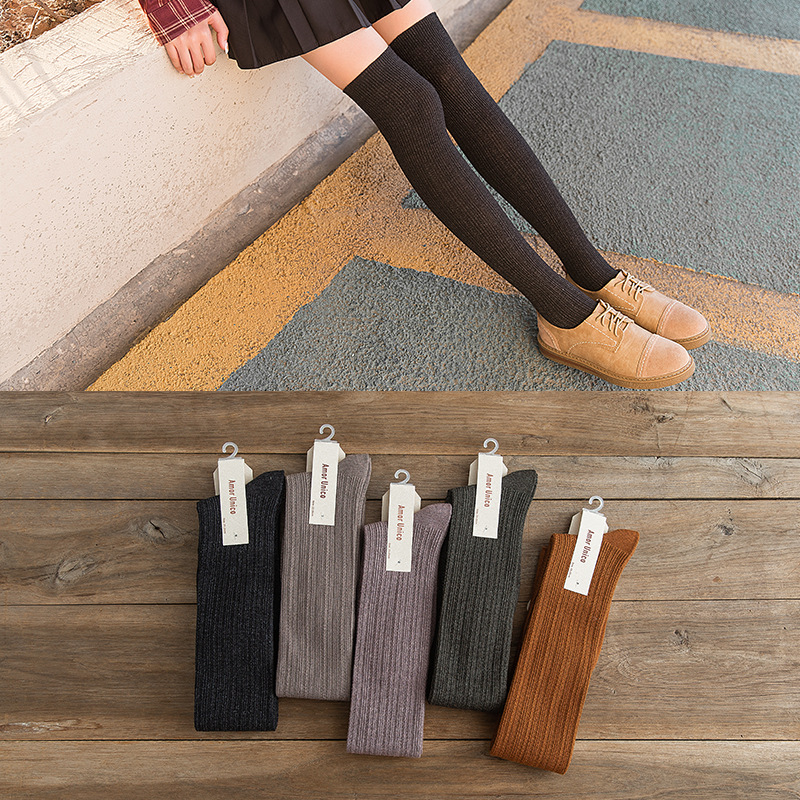 Spring and autumn jk Socks Academy style Ladies' leg beauty socks, solid color slimming long stockings, over-the-knee socks, one-piece consignment