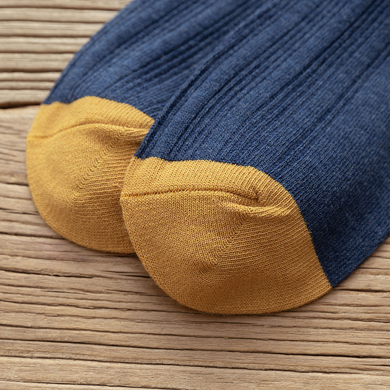 Spring and autumn versatile double-needle mid-calf socks, men's cotton socks, business combed cotton socks, factory direct sales Specification image