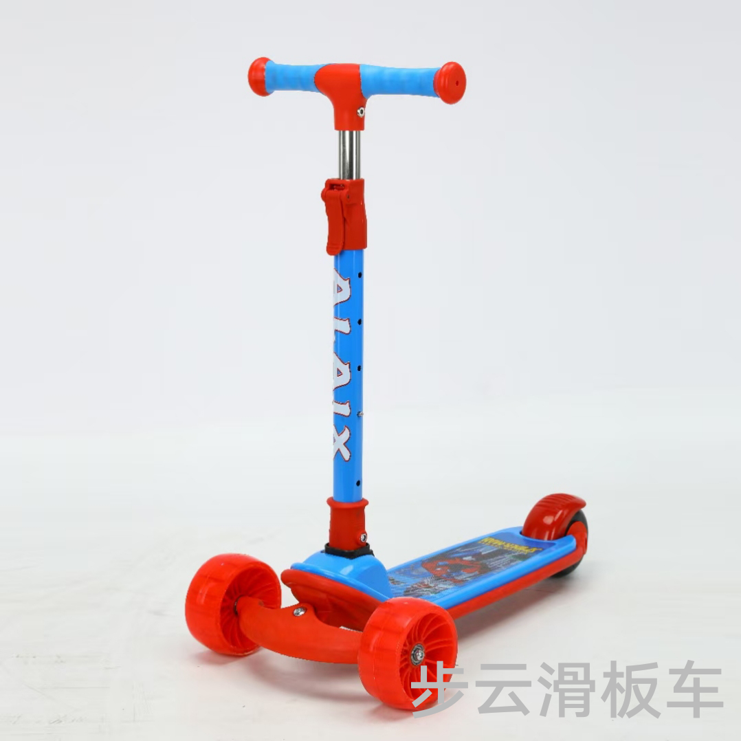 The new Buyun Children's Migo scooter has adjustable height, music and lights, and one-button folding pu wheels details Picture