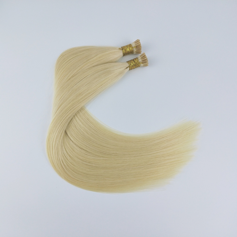 European and American hair extension I tip hair extension rubber head hair extension straight hair #60 blonde details Picture