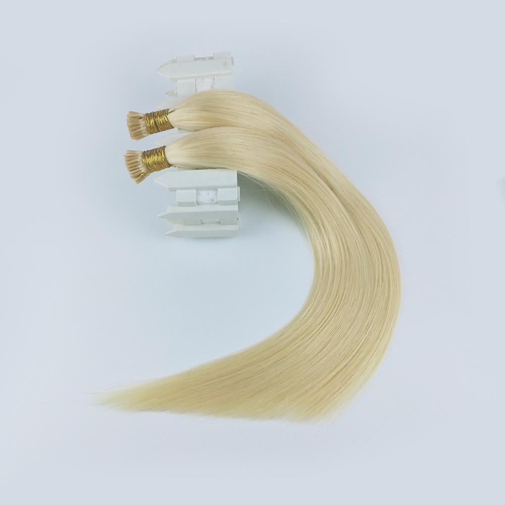European and American hair extension I tip hair extension rubber head hair extension straight hair #60 blonde Application Scenario