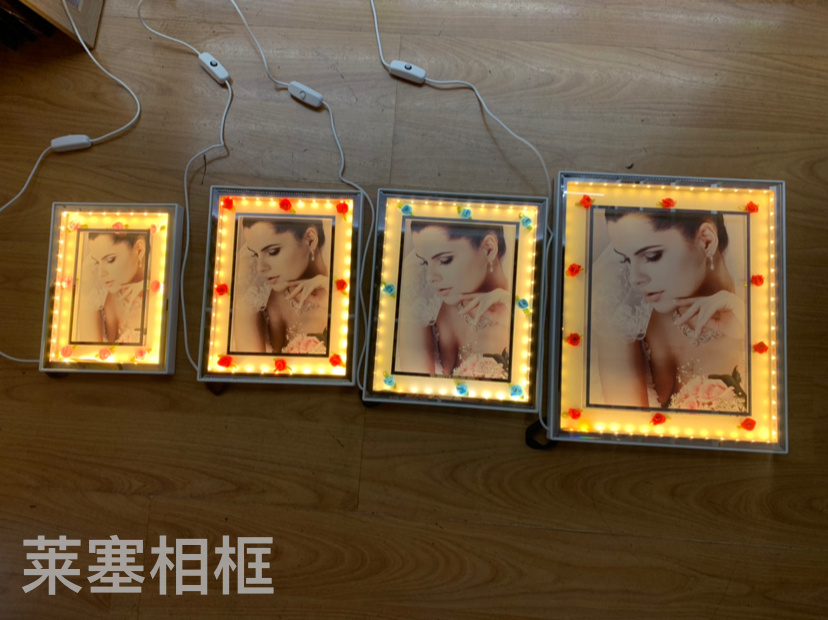 Small flower with light creative decorative items for home decoration, living room and bedroom handicrafts, photos, plastic and glass with light photo frames, 1 Item Picture