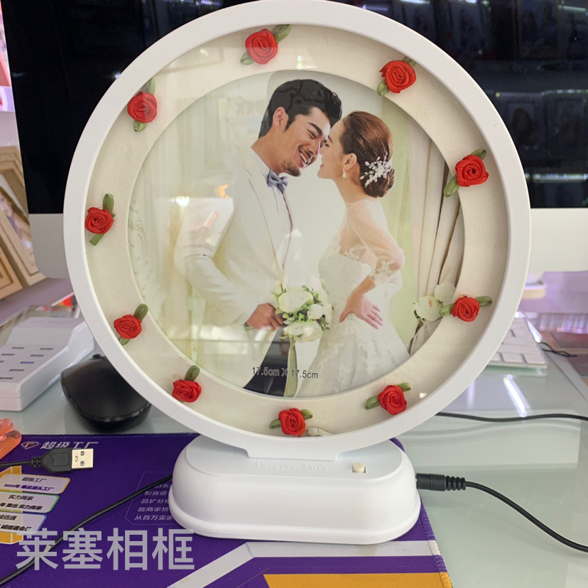 Rose, seven-color lighting, creative decorative items, home decoration, living room, bedroom, handicrafts, photos with lights, photo frames