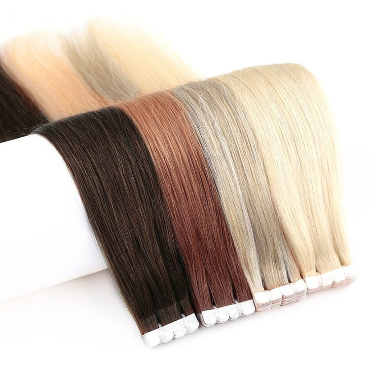 Real human hair wig 613# bone straight Tape in hair extension Film hair Specification image