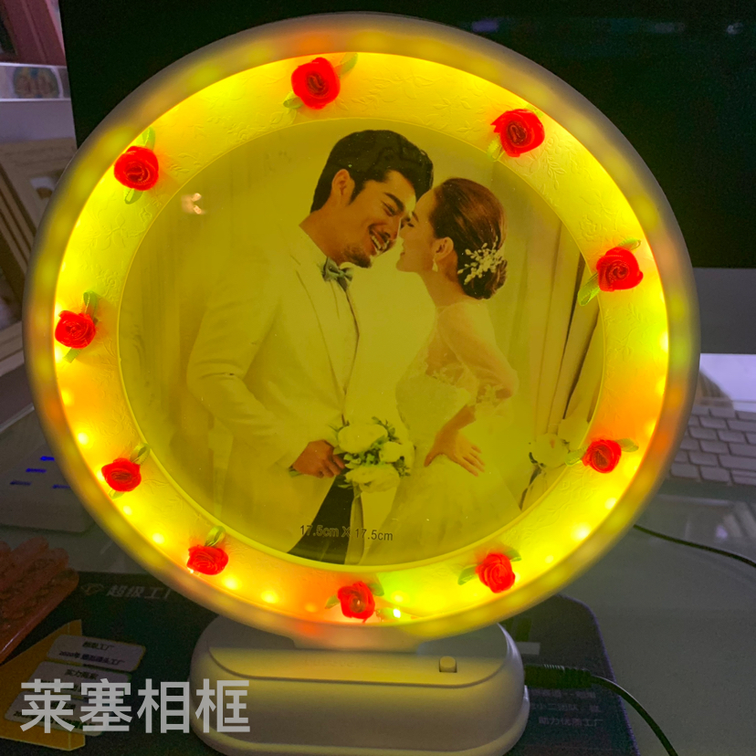 Rose, seven-color lighting, creative decorative items, home decoration, living room, bedroom, handicrafts, photos with lights, photo frames details Picture
