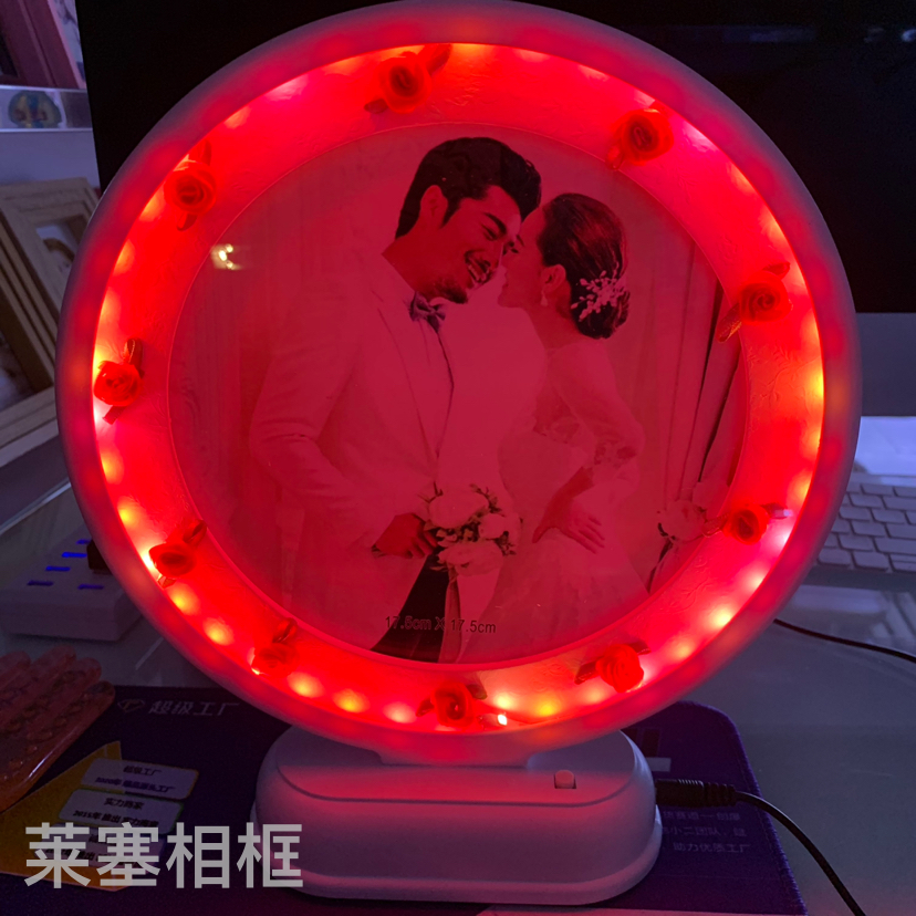 Rose, seven-color lighting, creative decorative items, home decoration, living room, bedroom, handicrafts, photos with lights, photo frames Application Scenario