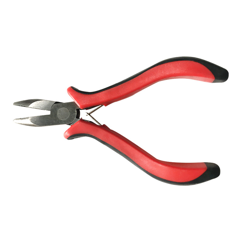 Black and red anti-slip handle elbow hair extension pliers, rust-free, toothed elbow pliers, mini hair extension pliers, wig hair extension pliers Item Picture