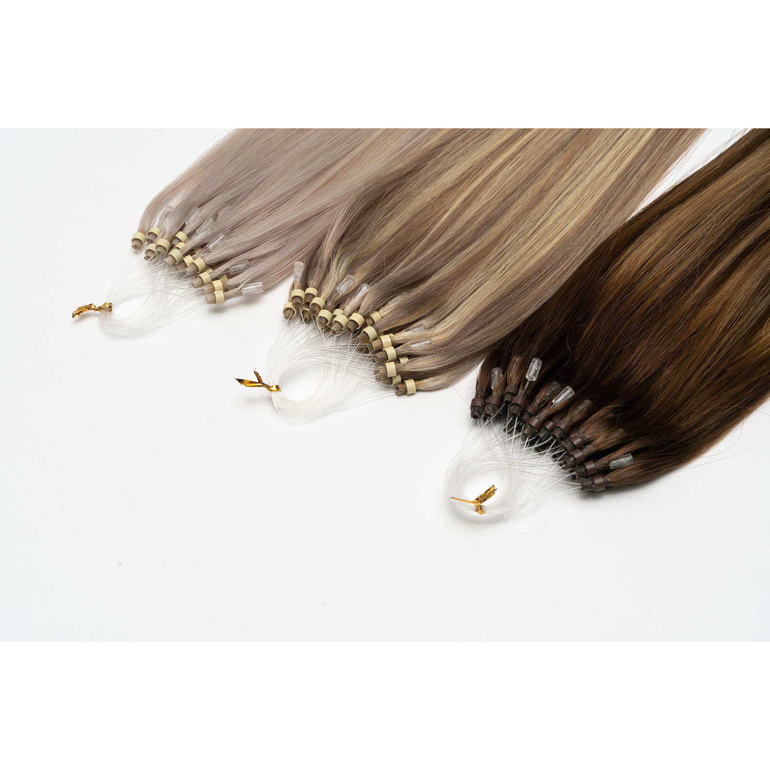 Hair curtains, hair blocks, ladies' hair extensions, girls' wigs, real people's hair, fishline hair, Micro Loop Ring Hair details Picture