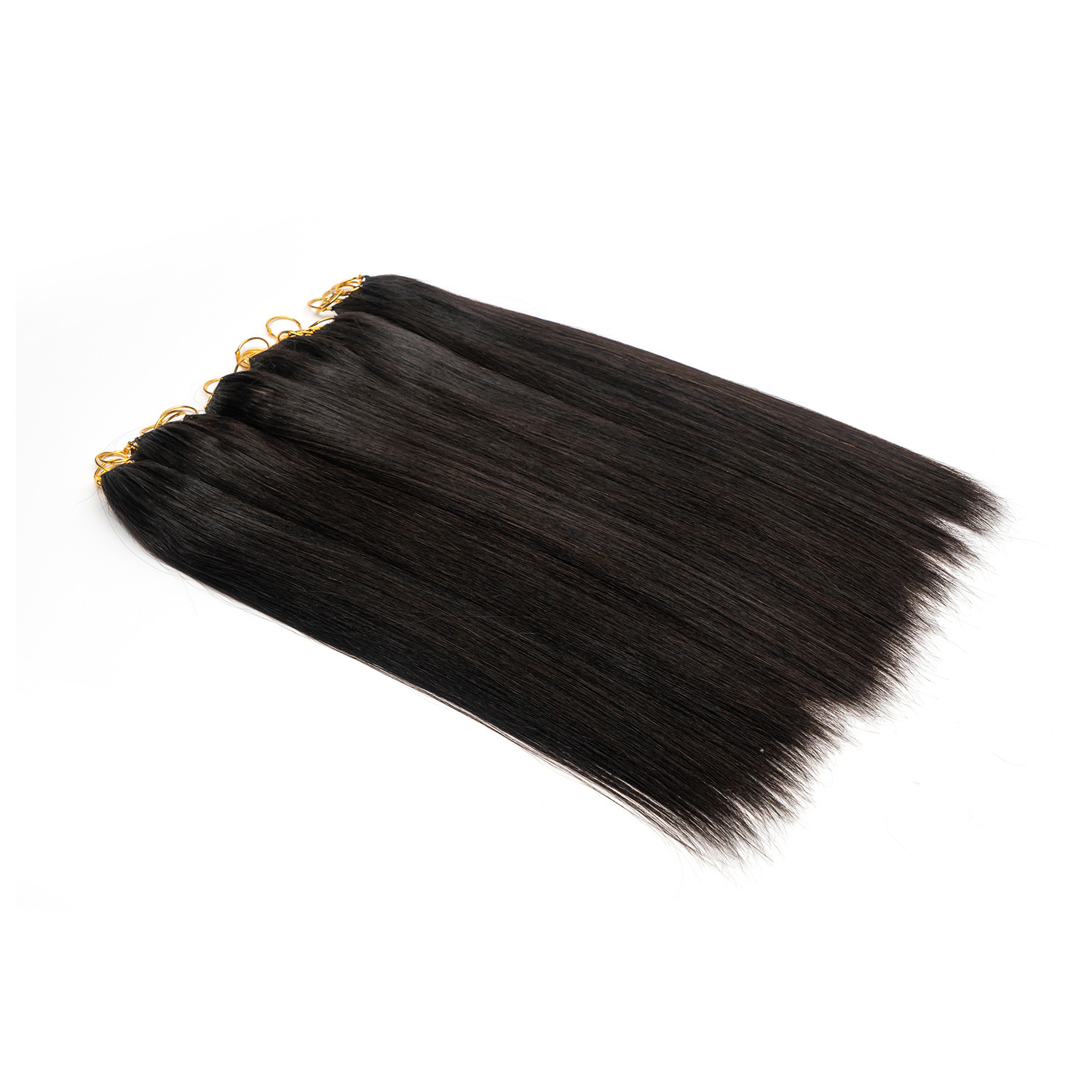 Black feather hair extension second-generation women's hair extension pieces, women's hair extension bundles, real human hair, yellow seamless hair extension wigs details Picture