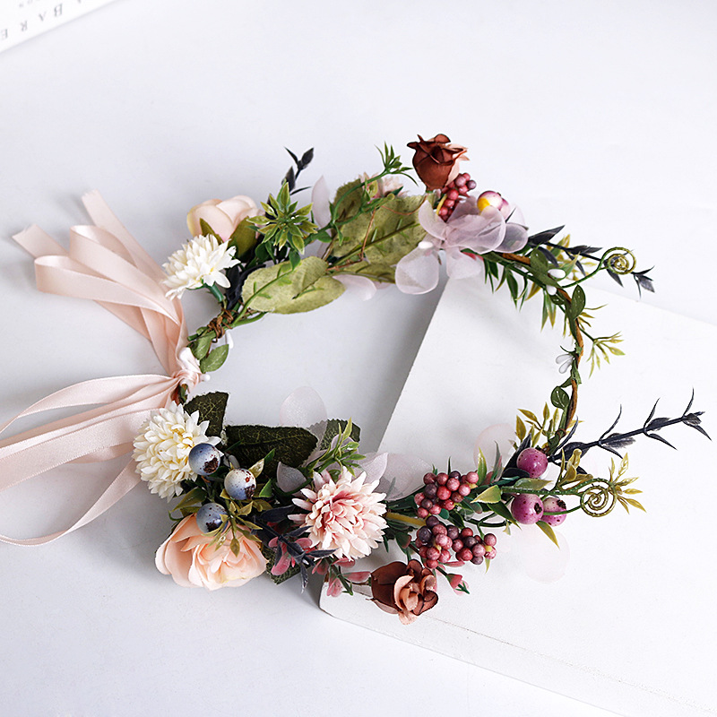 Aliexpress's best-selling flower wreath Bohemian travel hair band, wedding anniversary, vacation, seaside beach photo, hair flower girl