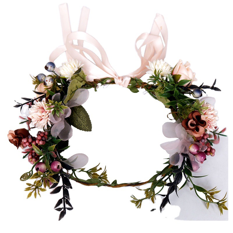 Aliexpress's best-selling flower wreath Bohemian travel hair band, wedding anniversary, vacation, seaside beach photo, hair flower girl Item Picture