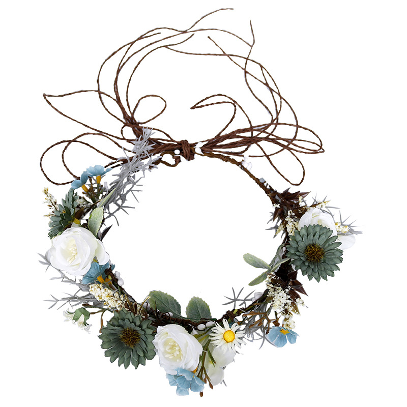 Bride's headwear: white rose wreath, forest-themed rattan sunflower headband, wholesale of Korean princess-style hair accessories Item Picture