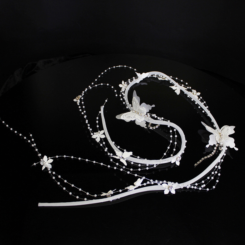 Factory stock of bride pearl hair bands, handcrafted pearl crystal hair accessories, female photo studio photo shoot headwear and accessories Specification image