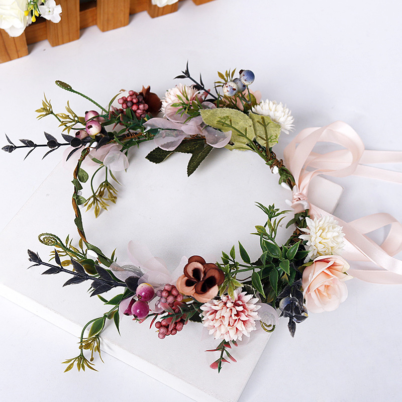 Aliexpress's best-selling flower wreath Bohemian travel hair band, wedding anniversary, vacation, seaside beach photo, hair flower girl details Picture
