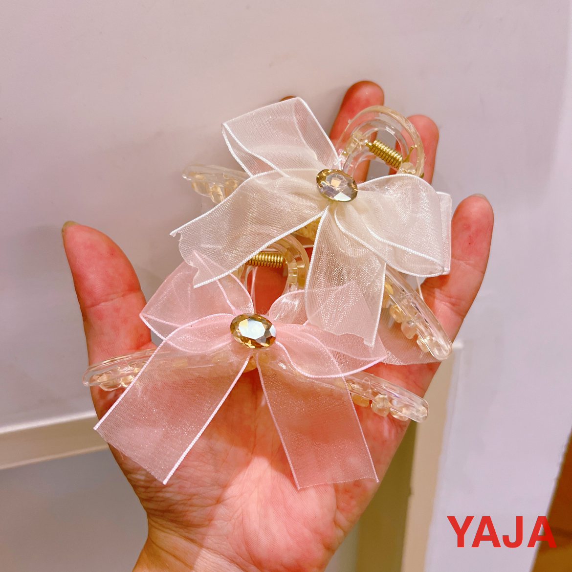 Yongai Jiu Ai ethereal and elegant organza bow clip, sweet and girlish hair clip, shark clip hair accessory details Picture