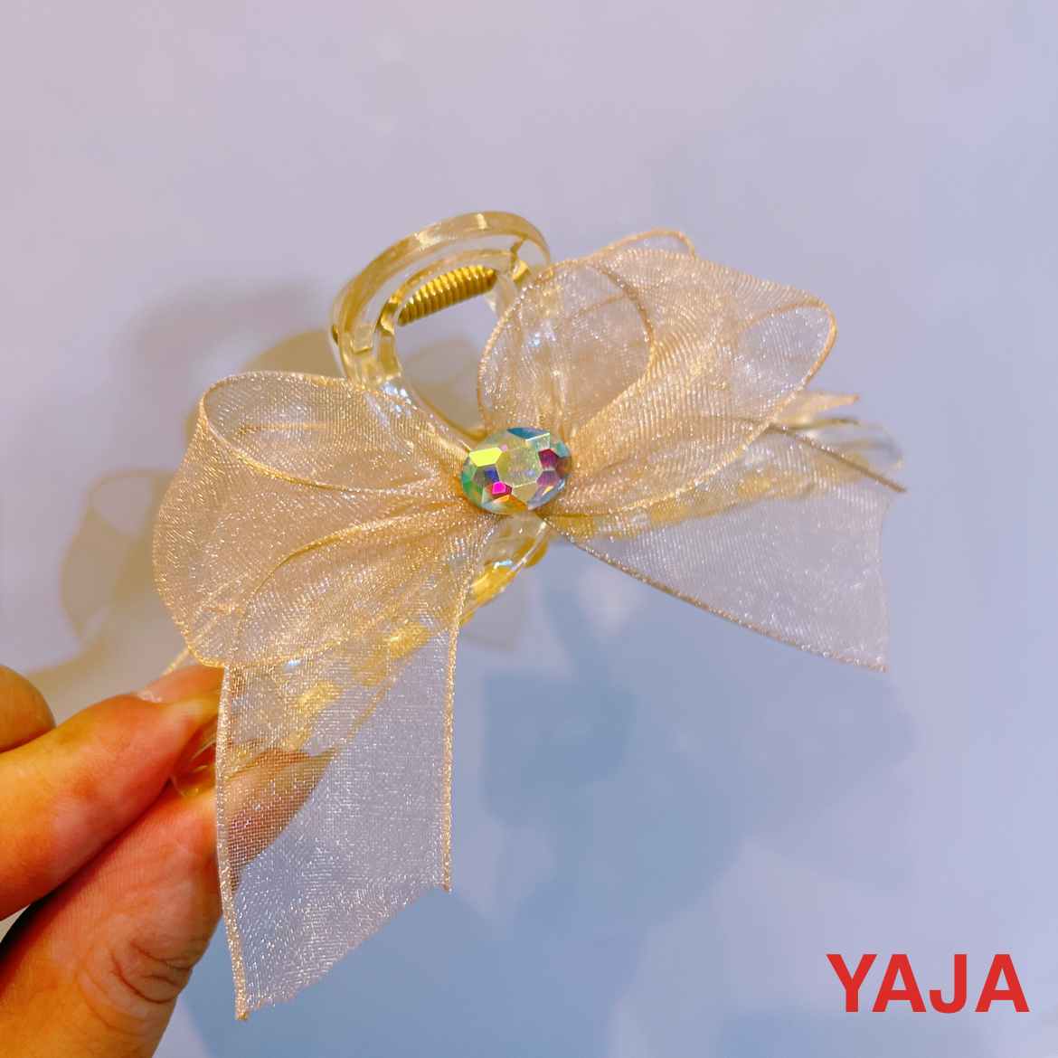 Yongai Jiu Ai ethereal and elegant organza bow clip, sweet and girlish hair clip, shark clip hair accessory Item Picture