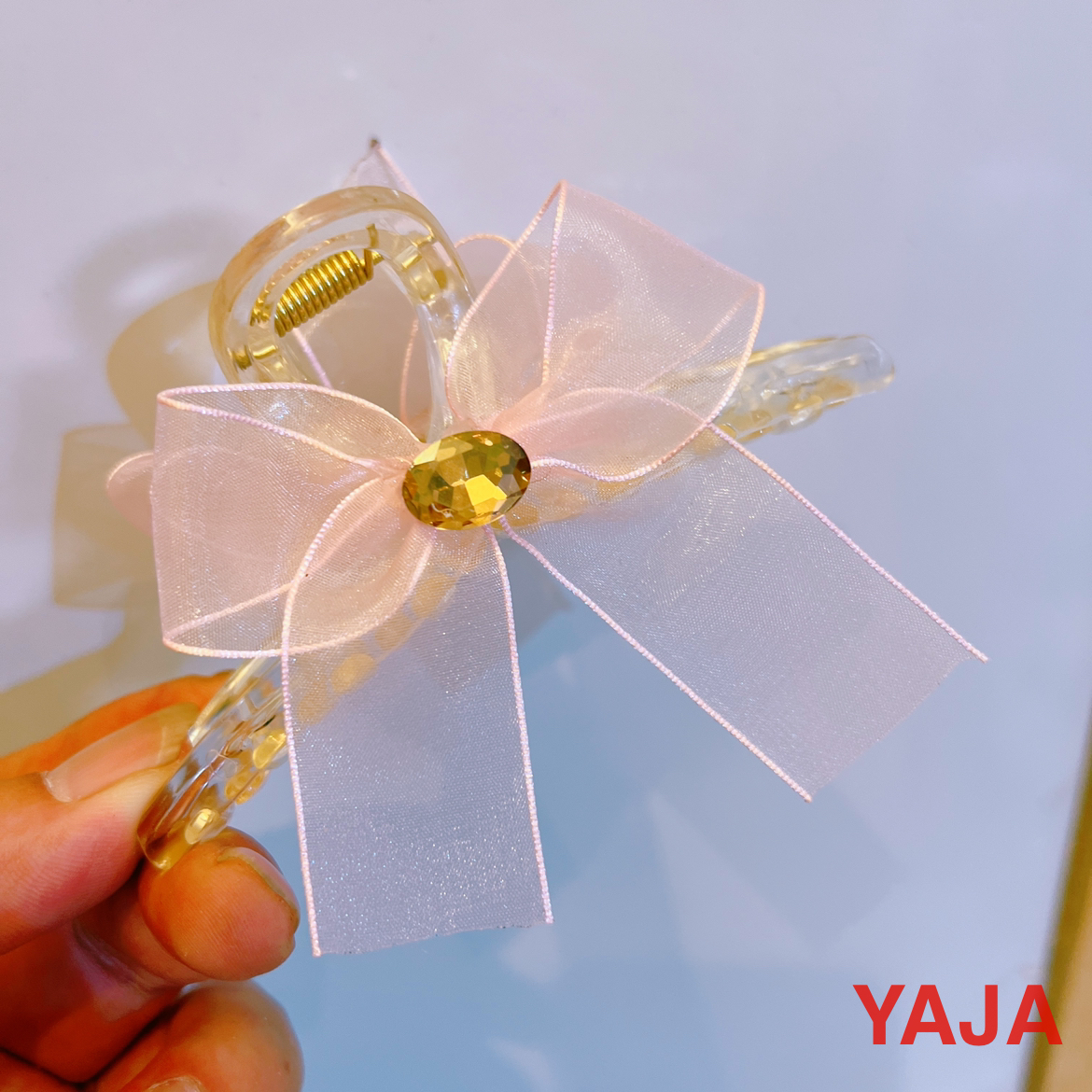 Yongai Jiu Ai ethereal and elegant organza bow clip, sweet and girlish hair clip, shark clip hair accessory Specification image