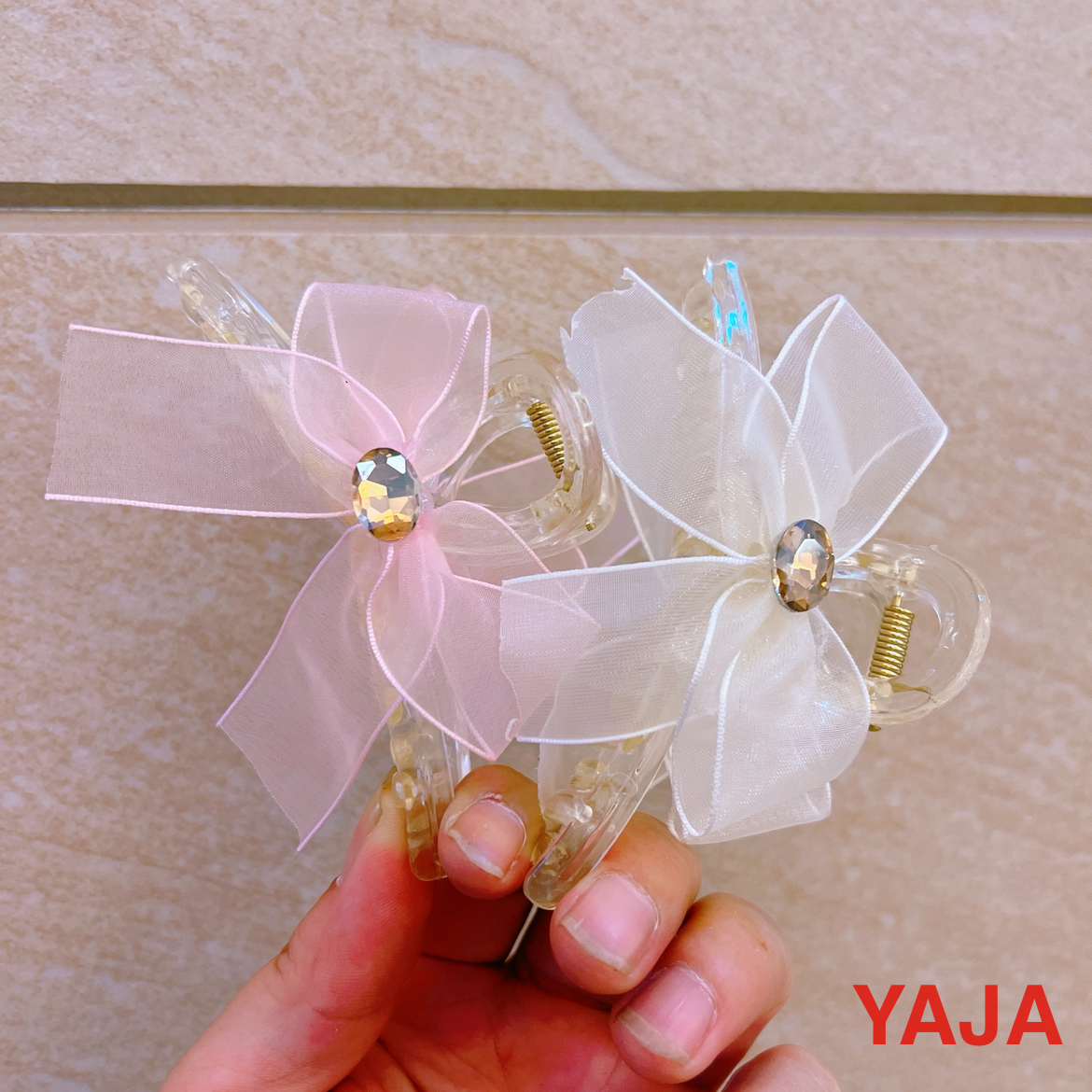 Yongai Jiu Ai ethereal and elegant organza bow clip, sweet and girlish hair clip, shark clip hair accessory