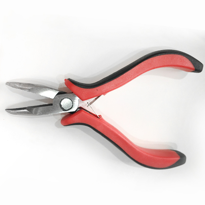 Black and red anti-slip handle elbow hair extension pliers, rust-free, toothed elbow pliers, mini hair extension pliers, wig hair extension pliers Specification image