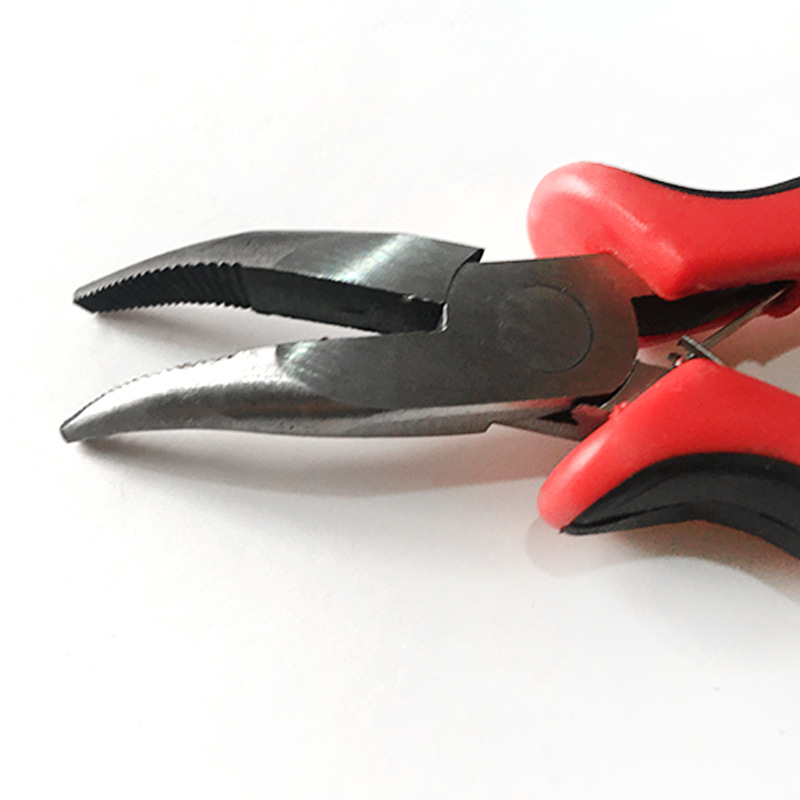 Black and red anti-slip handle elbow hair extension pliers, rust-free, toothed elbow pliers, mini hair extension pliers, wig hair extension pliers details Picture
