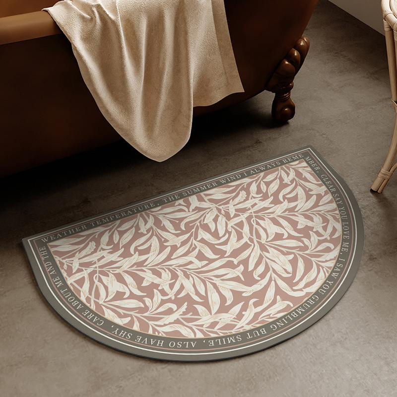 Wholesale of European-style retro diatom mud floor MATS, bathroom anti-slip foot MATS, semi-circular bathroom door quick-drying water-absorbing soft MATS Specification image