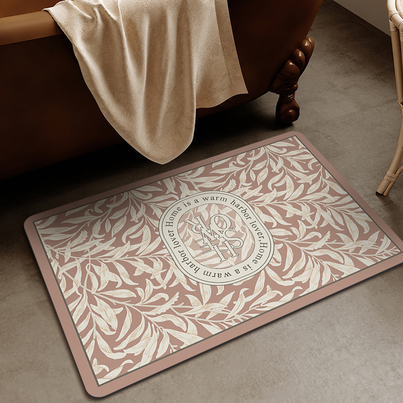 Wholesale of European-style retro diatom mud floor MATS, bathroom anti-slip foot MATS, semi-circular bathroom door quick-drying water-absorbing soft MATS Item Picture