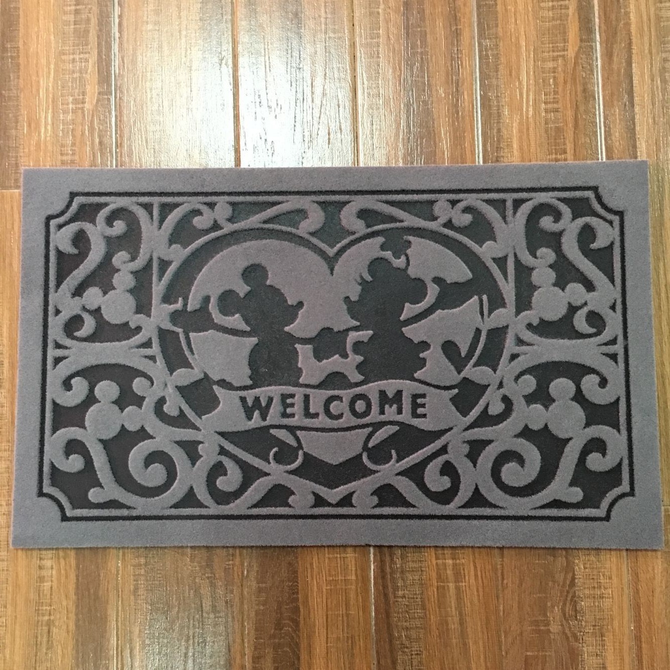 Single-color Mickey Mouse exterior door, outdoor door, flocked rubber printed dust removal door mat, floor mat, anti-slip foot mat details Picture