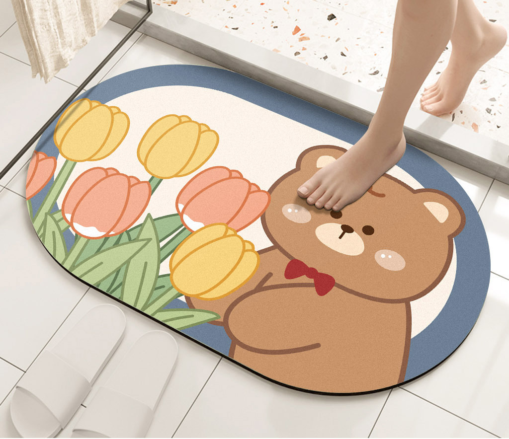 Bathroom floor mat, diatom mud absorbent soft mat, anti-slip foot mat at the bathroom door, quick-drying floor mat at the entrance of household toilet details Picture