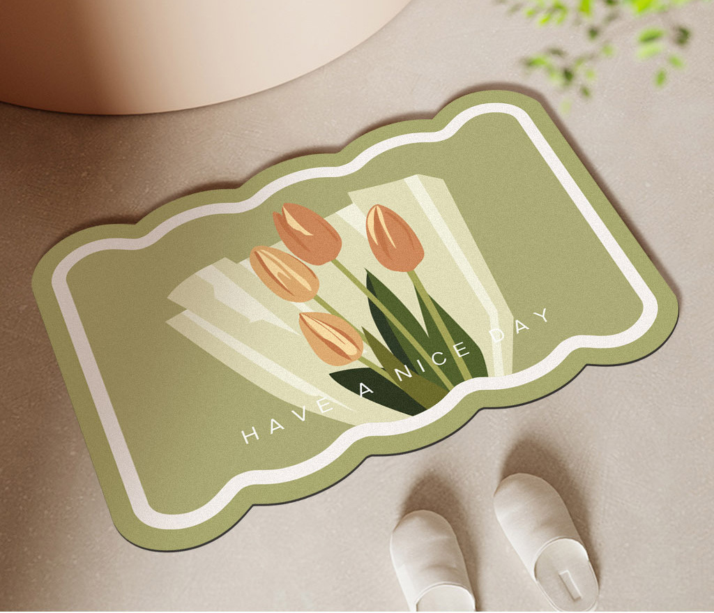 Bathroom floor mat, diatom mud absorbent soft mat, anti-slip foot mat at the bathroom door, quick-drying floor mat at the entrance of household toilet Specification image