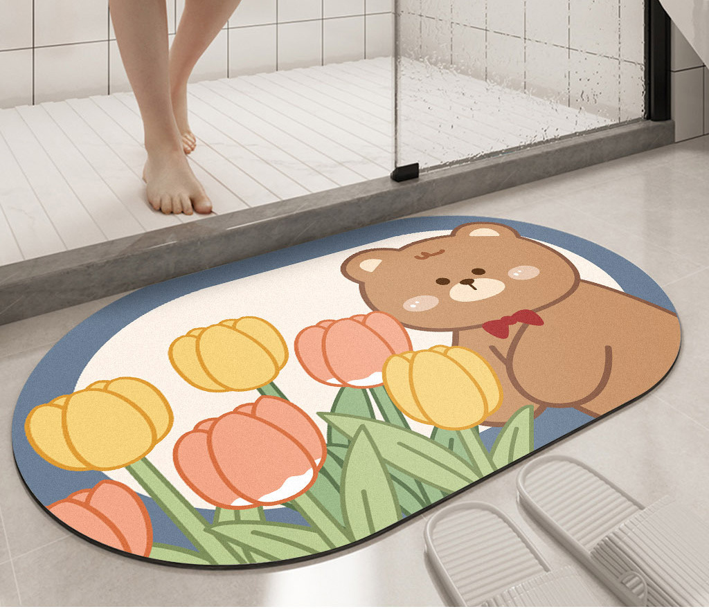 Bathroom floor mat, diatom mud absorbent soft mat, anti-slip foot mat at the bathroom door, quick-drying floor mat at the entrance of household toilet Application Scenario