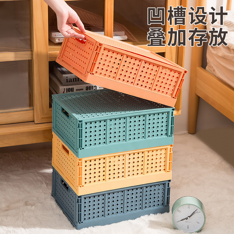 Desktop foldable storage box, student cosmetics storage basket, stationery rack, small miscellaneous basket Application Scenario